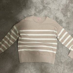 Philosophy Beige and White Striped Sweater